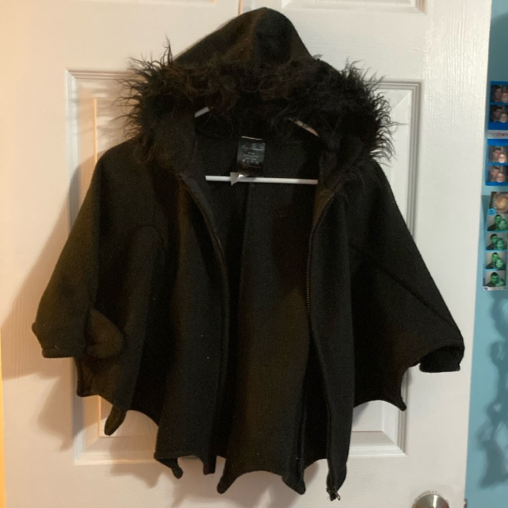 Toddler Black Hooded Bat Zip Up jacket costume